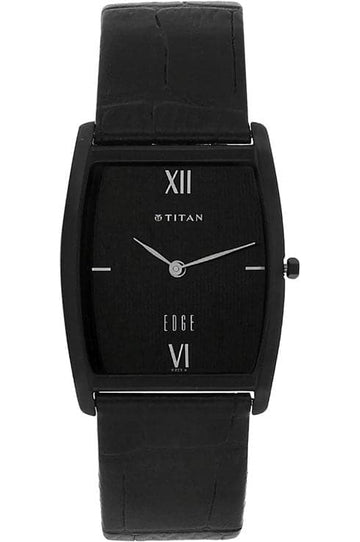 Titan Edge Black Dial Black Leather Strap Men's Watch NN1044NL01 - Kamal Watch Company