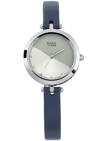 Titan Raga Viva Grey/Silver Dial Leather Strap Women's Watch NP2606SL01 - Kamal Watch Company