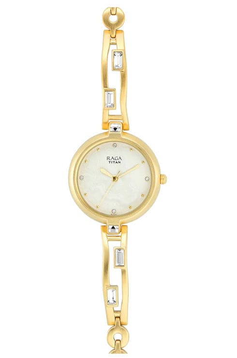 Titan Sparkle By Raga White Dial Gold Strap Women's Watch NP2581YM02 - Kamal Watch Company