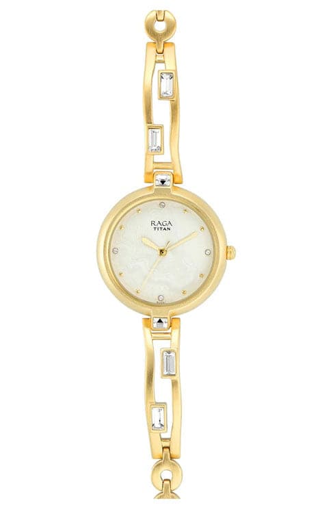 Titan Sparkle By Raga White Dial Gold Strap Women's Watch NP2581YM02 - Kamal Watch Company