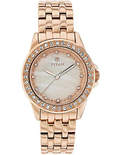 Titan Champagne Dial Stainless Steel Strap Watch Np9798Wm01