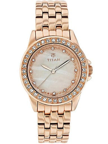 TITAN Champagne Dial Stainless Steel Strap Watch NP9798WM01 - Kamal Watch Company