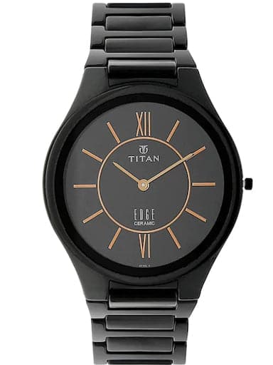 Titan Slim Ceramic Women's Watch – White Dial With Rose Gold Accents, Ceramic Strap