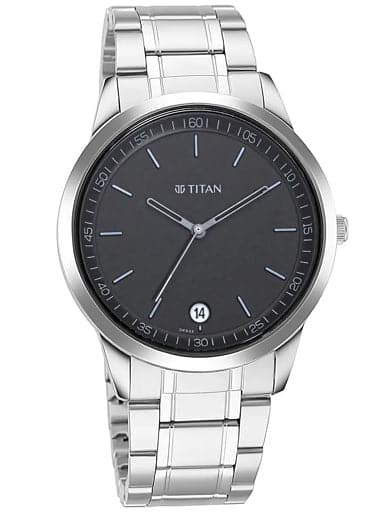 TITAN Workwear Watch with Black Dial & Metal Strap 1806SM02 - Kamal Watch Company