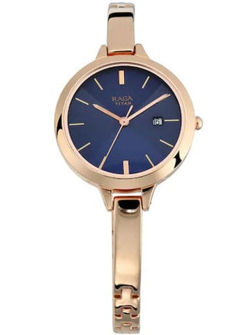 Titan Raga Viva Blue Dial Metal Strap Watch For Women NP2578WM02 - Kamal Watch Company