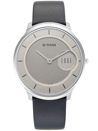 TITAN Edge Baseline Watch with Grey Dial & Blue Leather Strap 1843SL01 - Kamal Watch Company