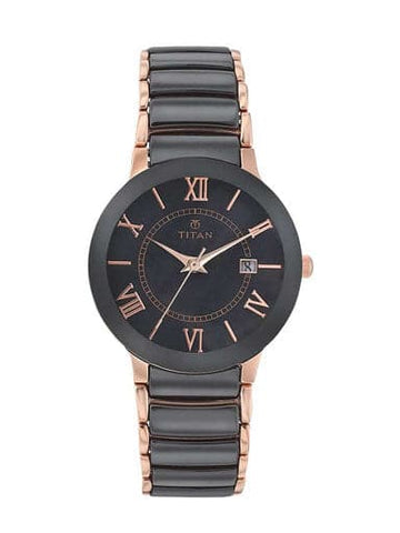 Titan Purple  Ceramic Strap Black Dial Analog Womens Watch NP95016WD01 - Kamal Watch Company