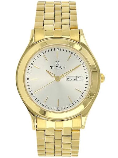 Titan Silver Dial Gold Stainless Steel Strap Watch For Men NP1648YM01 - Kamal Watch Company