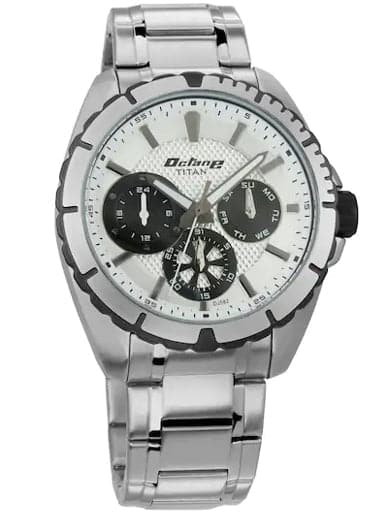 Titan Octane White Dial Stainless Steel Strap Men's Watch NN90109KM01 - Kamal Watch Company