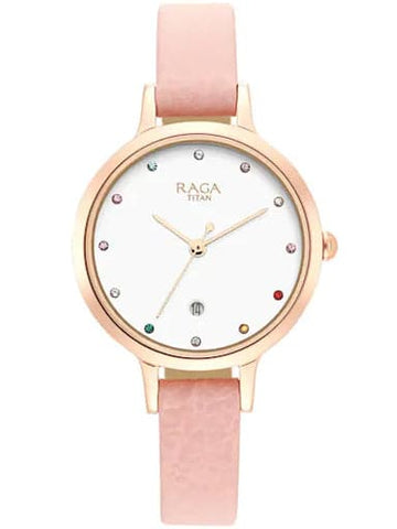 TITAN Raga Viva Watch with White Dial & Brass Strap NP2666WL01 - Kamal Watch Company