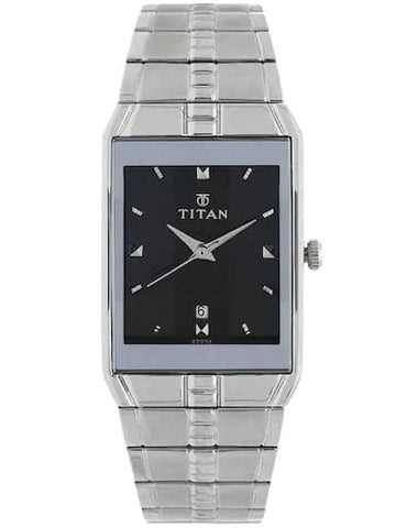 Titan Black Dial Silver Stainless Steel Strap Men's Watch NM9151SM02 - Kamal Watch Company