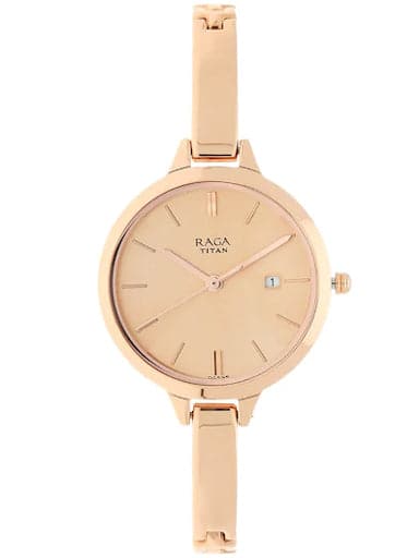 Titan Raga Viva Rose Gold Dial Metal Strap Watch For Women NP2578WM01 - Kamal Watch Company