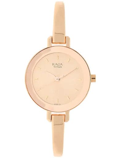 Titan Raga Viva Rose Gold Dial Metal Strap Watch For Women Np2575Wm01