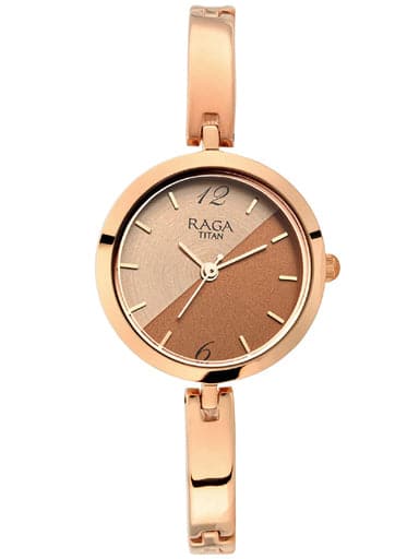 TITAN Raga Viva Rose Gold Dial Metal Strap Watch 2606WM07 - Kamal Watch Company