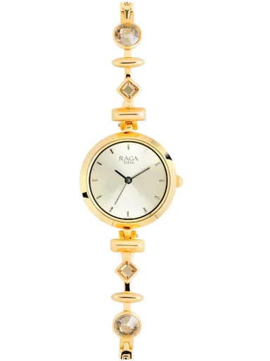 Titan Astrid From Raga Champagne Dial Gold Metal Strap Women's Watch NN2606YM05 - Kamal Watch Company