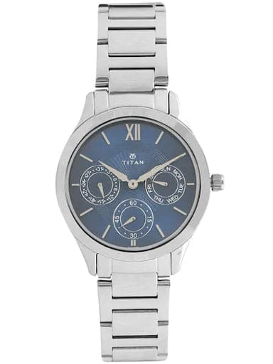 Titan Work Wear Blue Dial Stainless Steel Strap Women's Watch NN2570SM01 - Kamal Watch Company