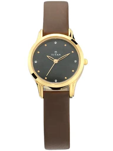 Titan Karishma Black Dial Brown Leather Strap Women's Watch NM2628YL01 - Kamal Watch Company