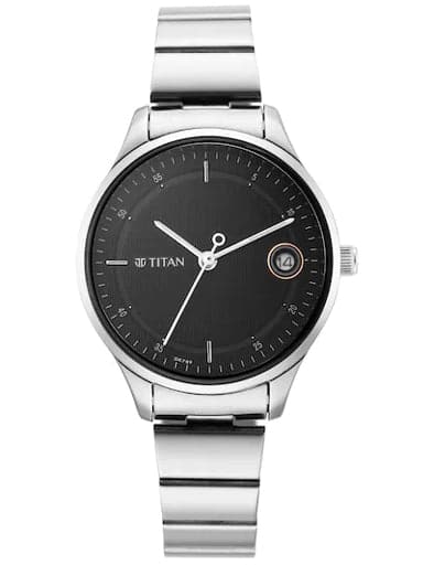 TITAN Workwear Black Dial Silver Stainless Steel Strap Watch NP2649SM01 - Kamal Watch Company