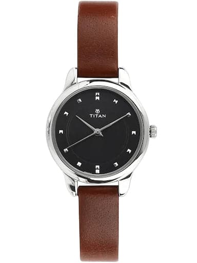 Titan Work Wear Black Dial Leather Strap Women's Watch NP2481SL07 - Kamal Watch Company