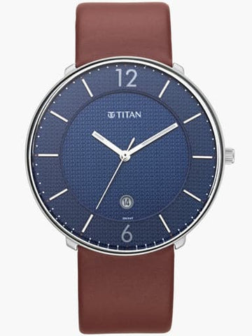 TITAN Workwear Watch with Blue Dial & Leather Strap NP1849SL03 - Kamal Watch Company