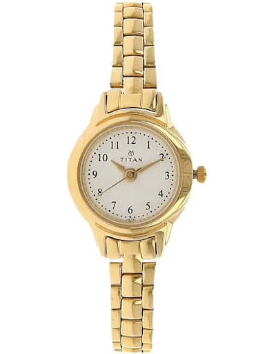 Titan White Dial Golden Stainless Steel Strap Women's Watch NP2401YM01 - Kamal Watch Company
