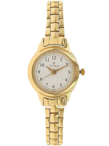 Titan White Dial Golden Stainless Steel Strap Women's Watch NP2401YM01 - Kamal Watch Company