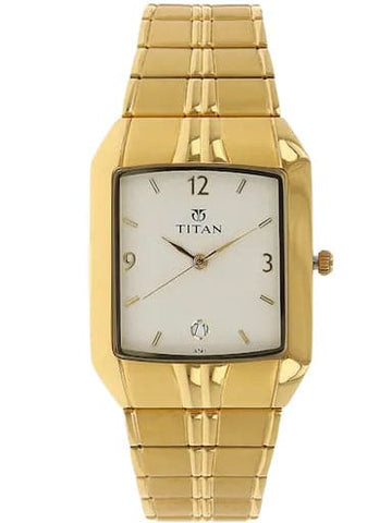 Titan White Dial Golden Metal Strap Men's Watch NP9264YM01 - Kamal Watch Company