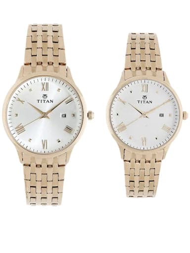 Titan Bandhan Rose Gold Dial Rose Gold Stainless Steel Strap Watches NP9400194201WM01 - Kamal Watch Company