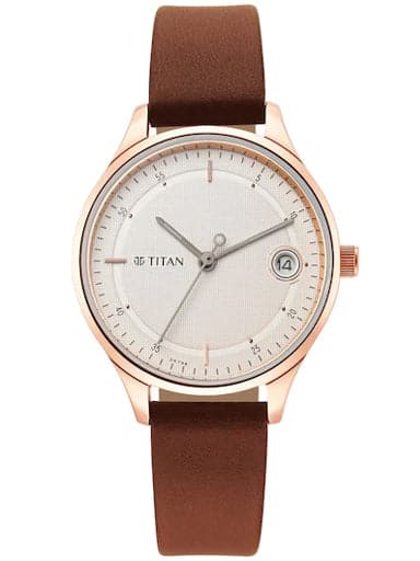 TITAN Workwear Silver Dial Brown Stainless Steel Strap Watch NP2649WL01 - Kamal Watch Company