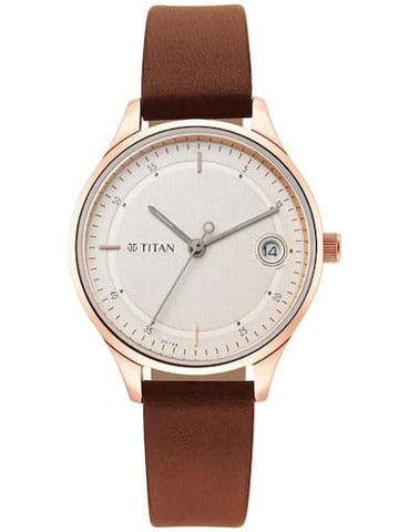 TITAN Workwear Silver Dial Brown Stainless Steel Strap Watch NP2649WL01 - Kamal Watch Company