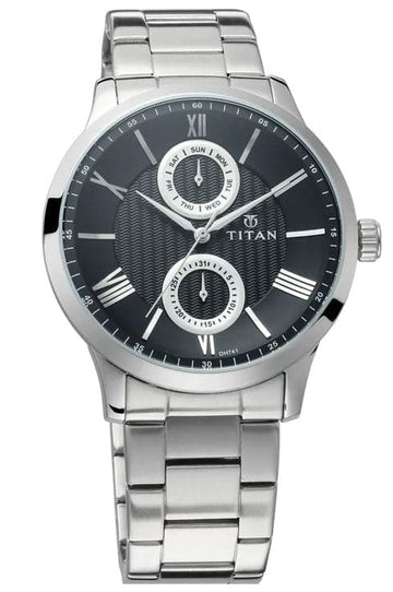 Titan Classique Black Dial Stainless Steel Strap Men's Watch NM90100SM01 - Kamal Watch Company