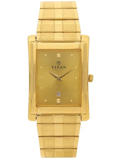 Titan Champagne Dial Golden Metal Strap Men's Watch NP9154YM02 - Kamal Watch Company