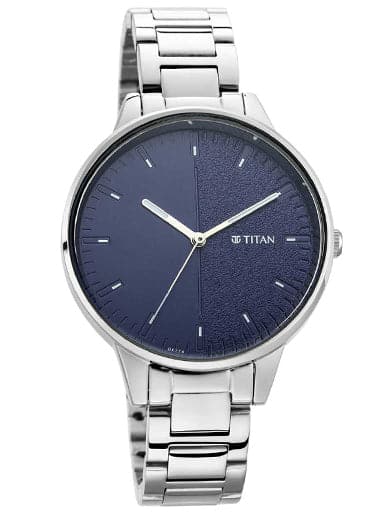 TITAN Workwear Watch with Blue Dial Metal Strap 2648SM01 - Kamal Watch Company