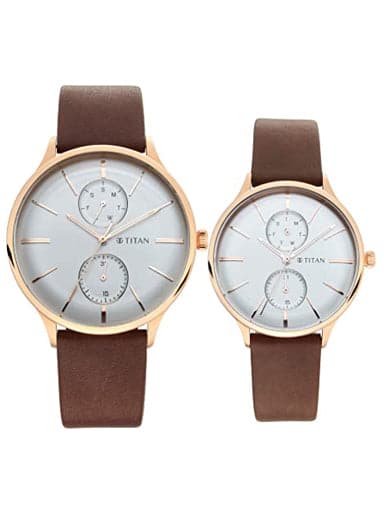 TITAN Bandhan Silver White Dial with Rose Gold Plating 9400394203WL01 - Kamal Watch Company
