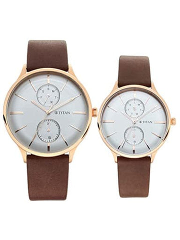 TITAN Bandhan Silver White Dial with Rose Gold Plating 9400394203WL01 - Kamal Watch Company