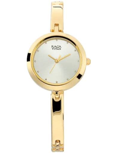 Titan Raga Viva Silver Dial Gold Metal Strap Women'S Watch Np2606Ym04