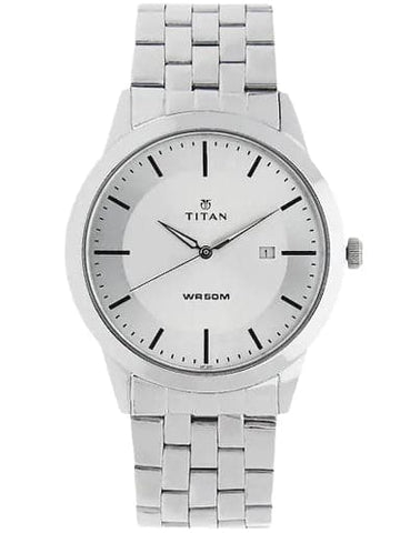 Titan White Dial Silver Stainless Steel Strap Men's Watch NP1584SM03 - Kamal Watch Company