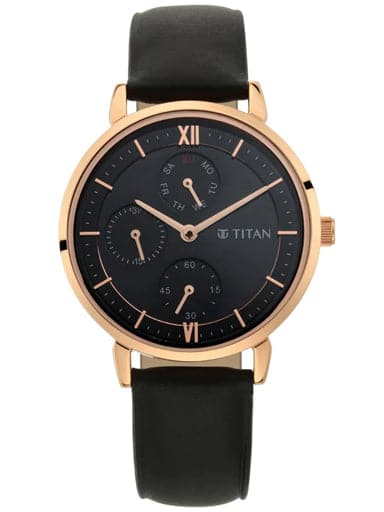TITAN Workwear Watch with Black Dial Leather Strap 2652WL01 - Kamal Watch Company