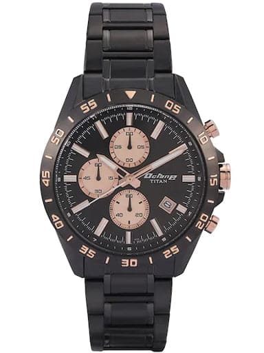 Titan Octane Black Dial Stainless Steel Strap Men's Watch NP90106KM03 - Kamal Watch Company