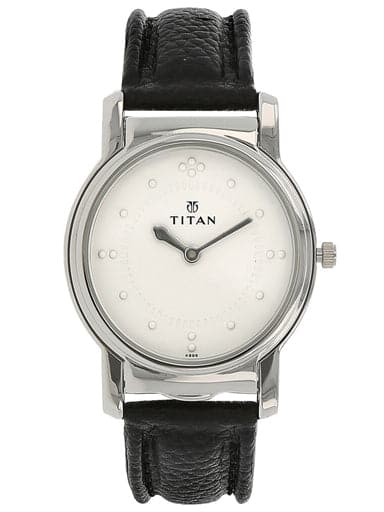 TITAN Silver Dial Silver Leather Strap Watch NB1855SL01 - Kamal Watch Company