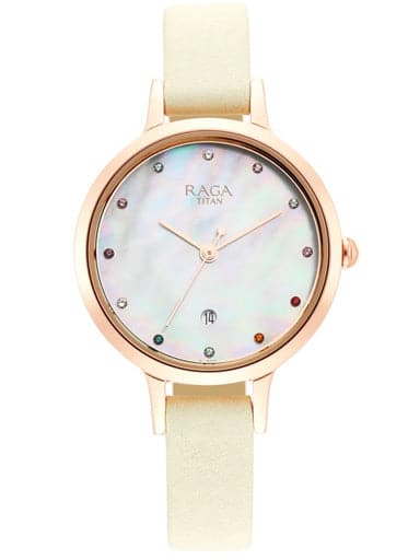 TITAN Raga Viva Watch with Mother Of Pearl Dial & Brass Strap NP2666WL03 - Kamal Watch Company