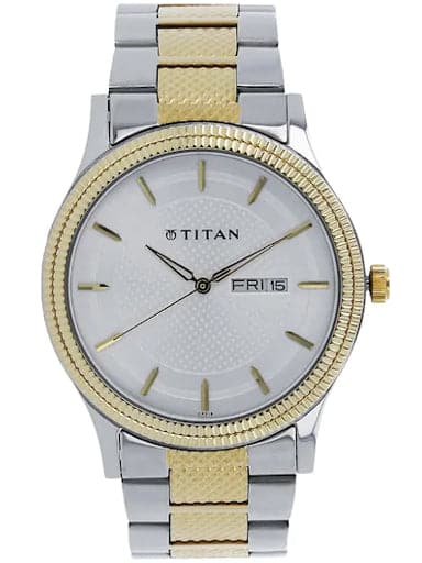 Titan White Dial Two Toned Stainless Steel Strap Men's Watch NN1650BM03 - Kamal Watch Company