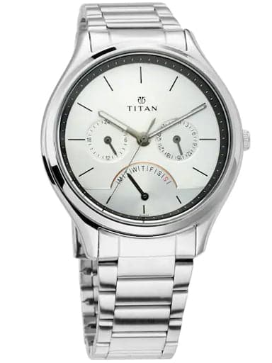Titan Work Wear Silver Dial Stainless Steel Strap Men's Watch NP1803SM01 - Kamal Watch Company