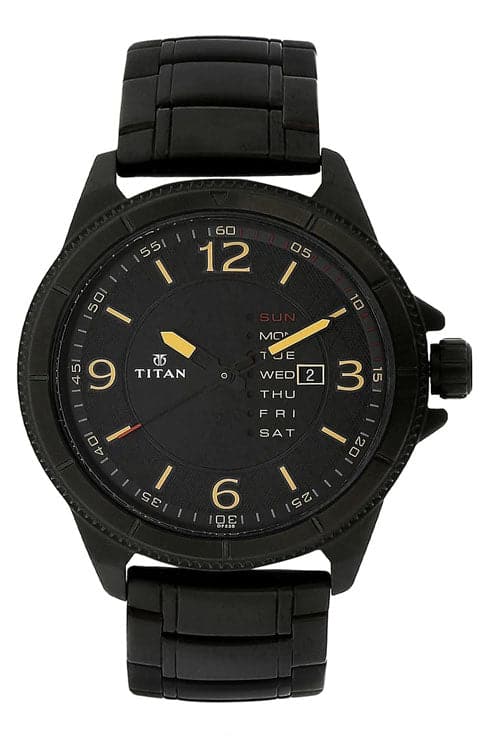 Titan Black Dial Black Stainless Steel Strap Men'S Watch Np1701Nm01