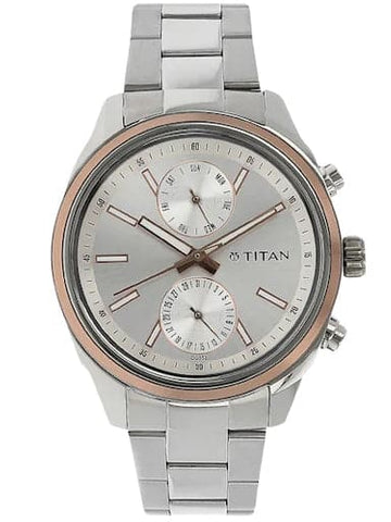 Titan Work Wear Silver Dial Stainless Steel Strap Men's Watch NN1733KM02 - Kamal Watch Company
