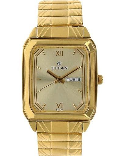 Titan Champagne Dial Gold Stainless Steel Strap Men's Watch NP1581YM05 - Kamal Watch Company