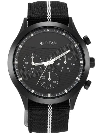 TITAN Athleisure Black Dial Black Nylon Strap Watch 90129QP03 - Kamal Watch Company