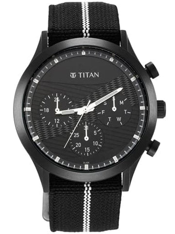 TITAN Athleisure Black Dial Black Nylon Strap Watch 90129QP03 - Kamal Watch Company