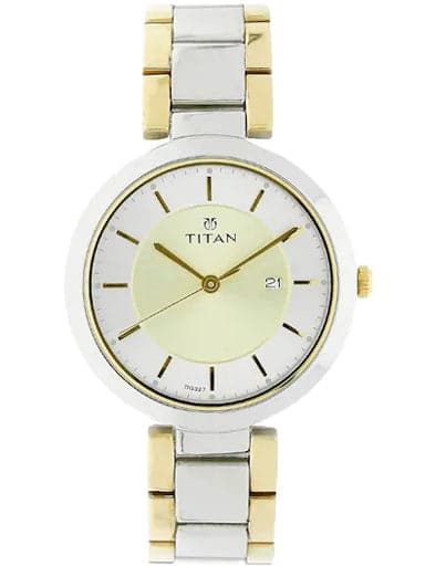 Titan Work Wear Bi-Colour Dial Stainless Steel Strap Women'S Watch Nn2480Bm02