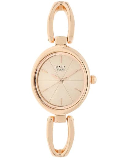 Titan Raga Viva Rose Gold Dial Metal Strap Women'S Watch Np2579Wm01